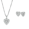 Thumbnail Image 1 of 1 CT. T.W. Diamond Heart-Shaped Frame Pendant and Stud Earrings Set in Sterling Silver