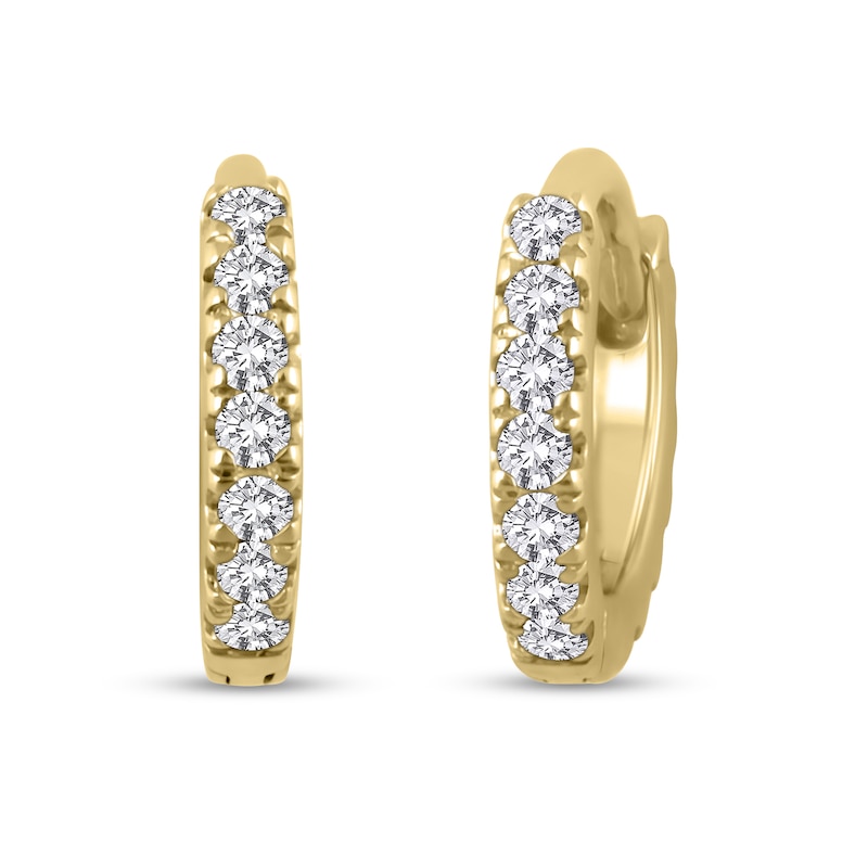 Main Image 1 of 1/6 CT. T.W. Diamond Hoop Earrings in 10K Gold