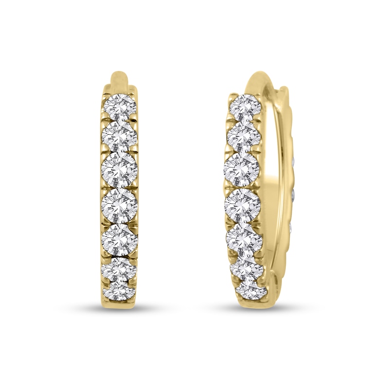 Main Image 1 of 1/4 CT. T.W. Diamond Hoop Earrings in 10K gold