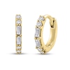 Thumbnail Image 0 of 1/8 CT. T.W. Baguette and Round Diamond Hoop Earrings in 10K Gold