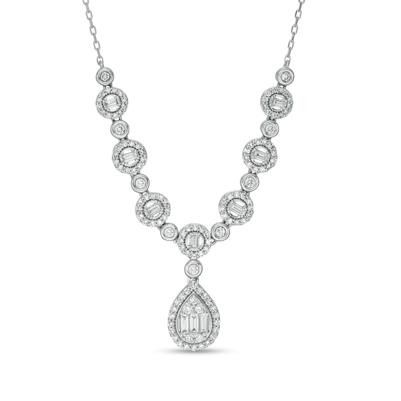 Main Image 1 of Marilyn Monroe™ Collection 1 CT. T.W. Composite Pear-Shaped Diamond Necklace in 10K White Gold