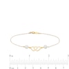 Thumbnail Image 4 of Child's 4.5-5.0mm Freshwater Cultured Pearl Double Heart Bracelet in 14K Gold – 6"