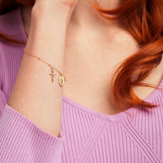 Child's Rosary Charm Bracelet in 14K Gold – 6.5"