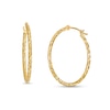 Thumbnail Image 0 of 25.0mm Textured Tube Hoop Earrings in 14K Gold