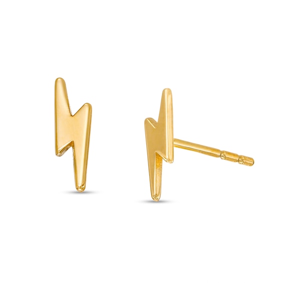 Mini Lightning Bolt Stud Earrings in 14K Gold