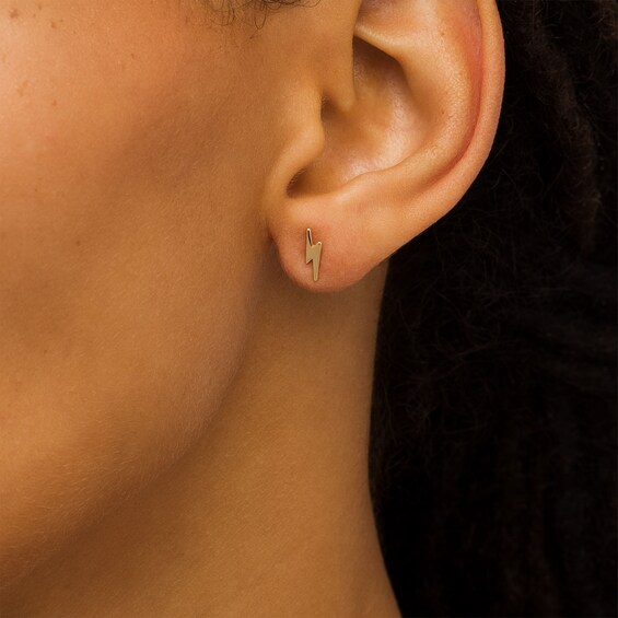 Mini Lightning Bolt Stud Earrings in 14K Gold