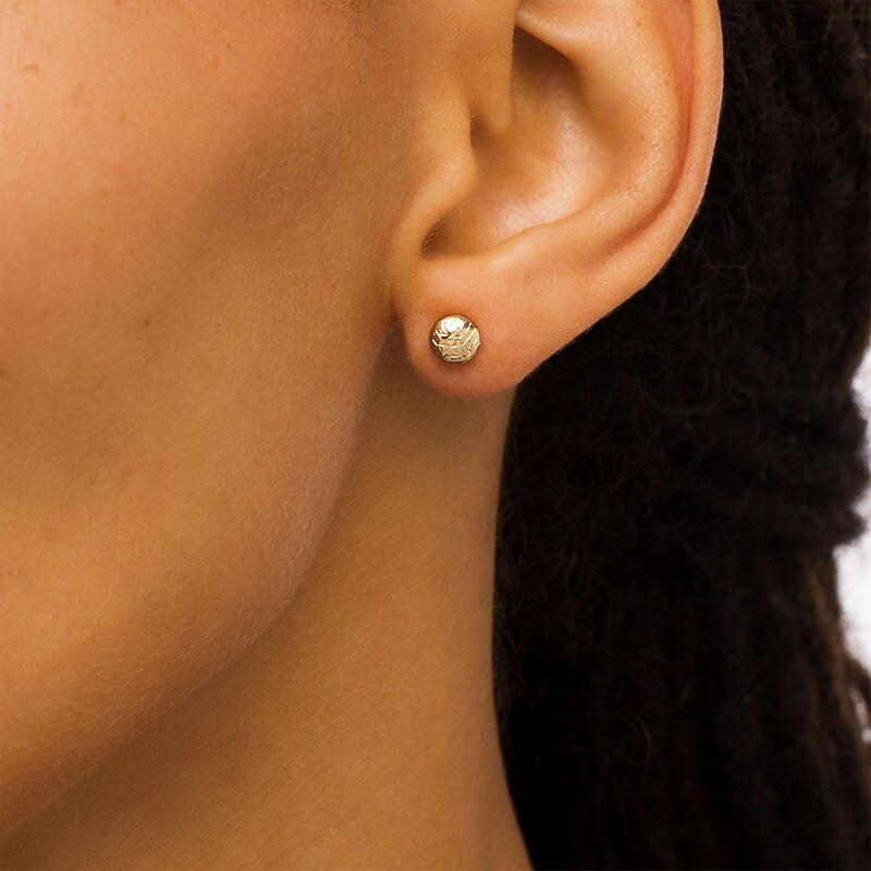 Main Image 2 of 6.0mm Diamond-Cut Bead Stud Earrings in 14K Gold