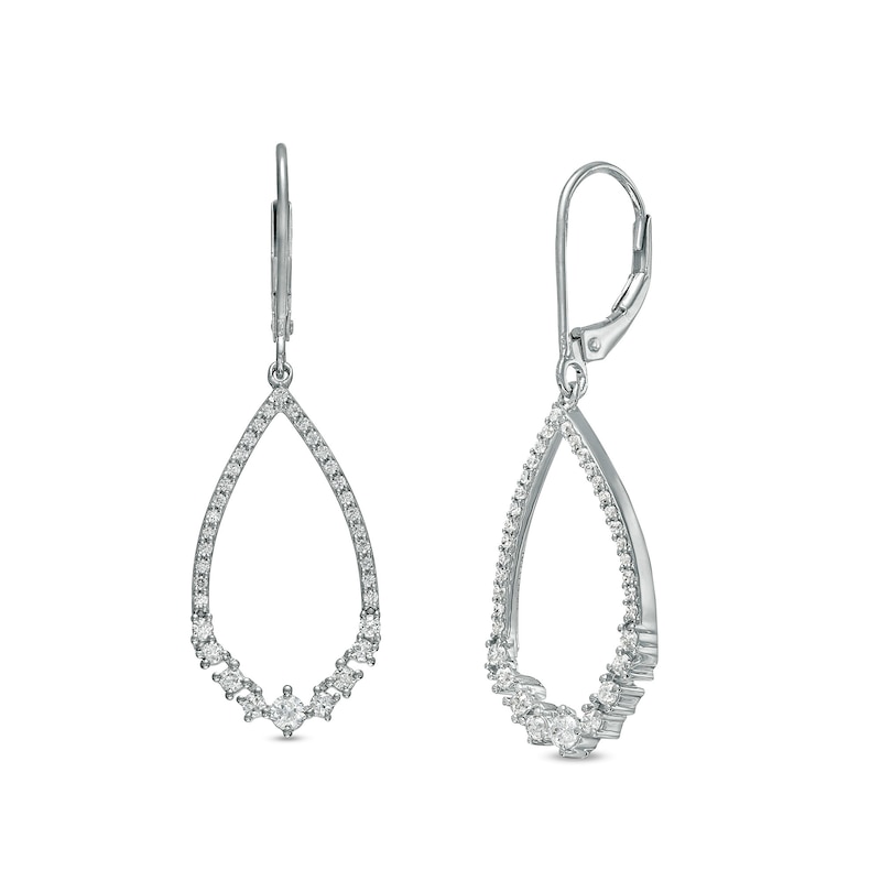 Main Image 1 of 1/2 CT. T.W. Diamond Open Teardrop Earrings in 10K White Gold