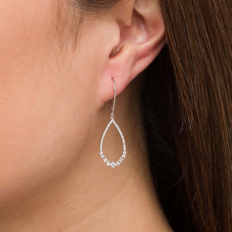 1/2 CT. T.W. Diamond Open Teardrop Earrings in 10K White Gold