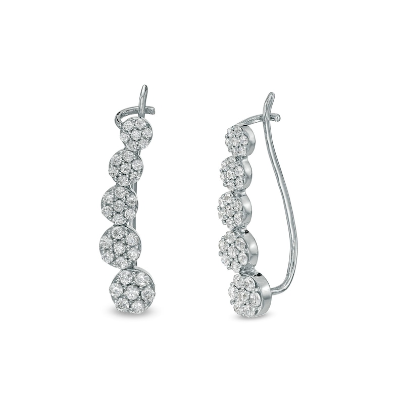 Main Image 1 of 1 CT. T.W. Composite Diamond Five Stone Crawler Earrings in 10K White Gold