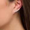 Thumbnail Image 2 of 1 CT. T.W. Composite Diamond Five Stone Crawler Earrings in 10K White Gold