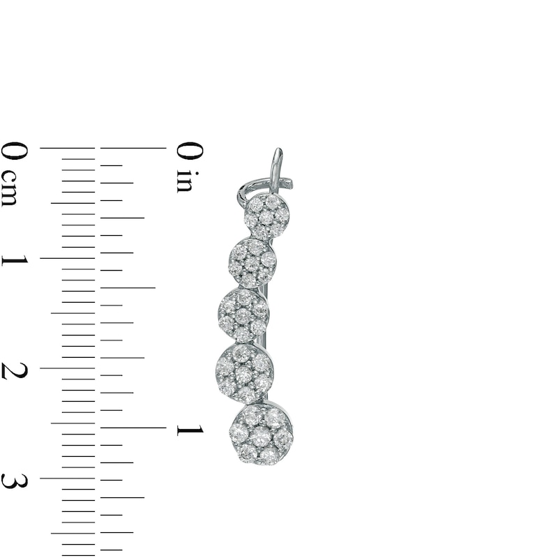 Main Image 3 of 1 CT. T.W. Composite Diamond Five Stone Crawler Earrings in 10K White Gold