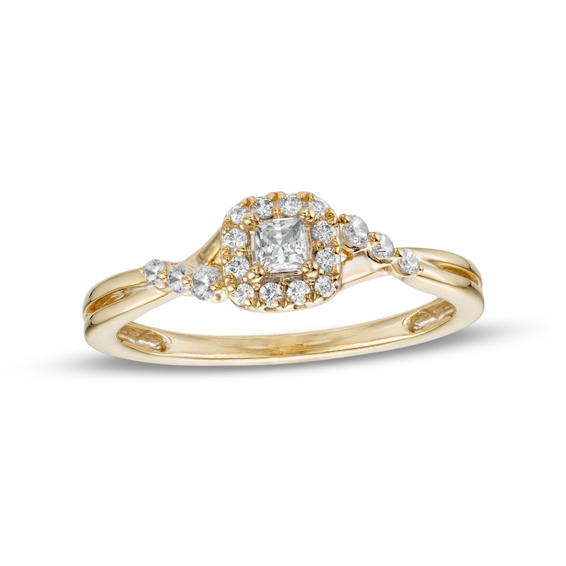 Cherished Promise Collection™ 1/4 CT. T.W. Princess-Cut Diamond Frame Twist Shank Promise Ring in 10K Gold