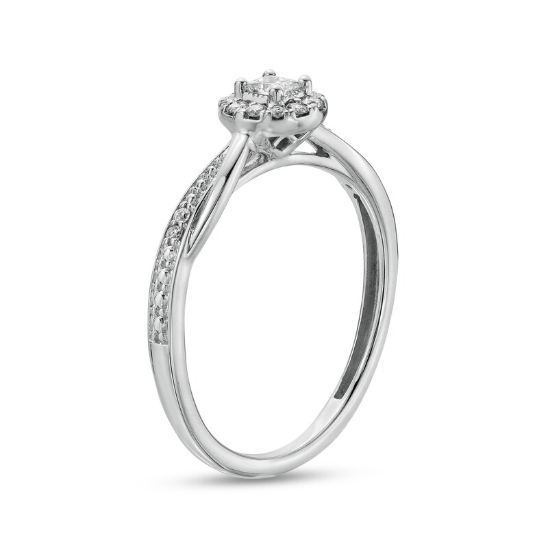 Main Image 3 of Cherished Promise Collection™ 1/5 CT. T.W. Princess-Cut Diamond Round Frame Twist Shank Promise Ring in 10K White Gold