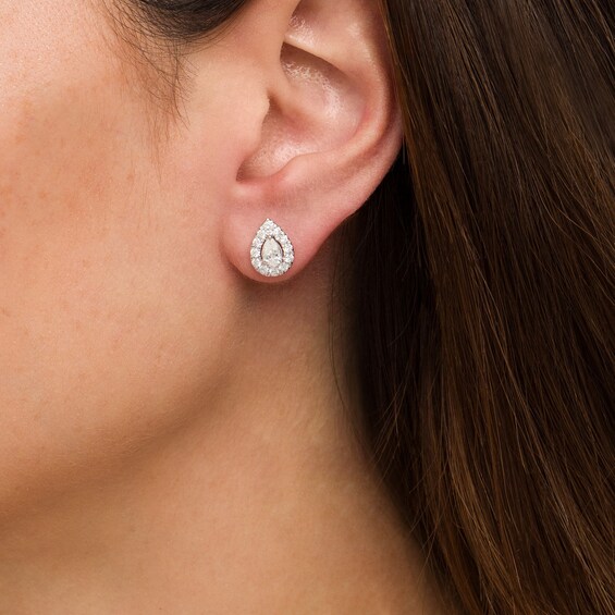 1 CT. T.w. Pear-Shaped Diamond Frame Stud Earrings in 10K White Gold