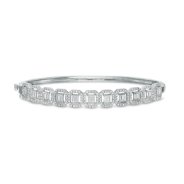 1-3/4 CT. T.W. Baguette Diamond Ornate Frame Bangle in 10K White Gold