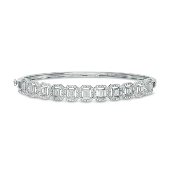 1-3/4 CT. T.w. Baguette Diamond Ornate Frame Bangle in 10K White Gold