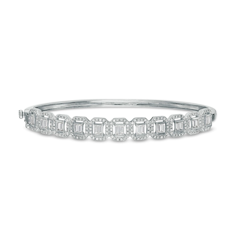 1-3/4 CT. T.W. Baguette Diamond Ornate Frame Bangle in 10K White Gold