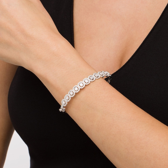 1-3/4 CT. T.w. Baguette Diamond Ornate Frame Bangle in 10K White Gold