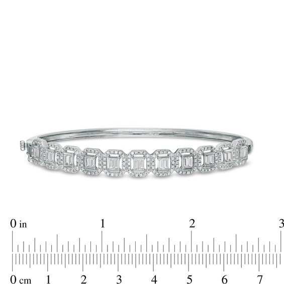 1-3/4 CT. T.w. Baguette Diamond Ornate Frame Bangle in 10K White Gold