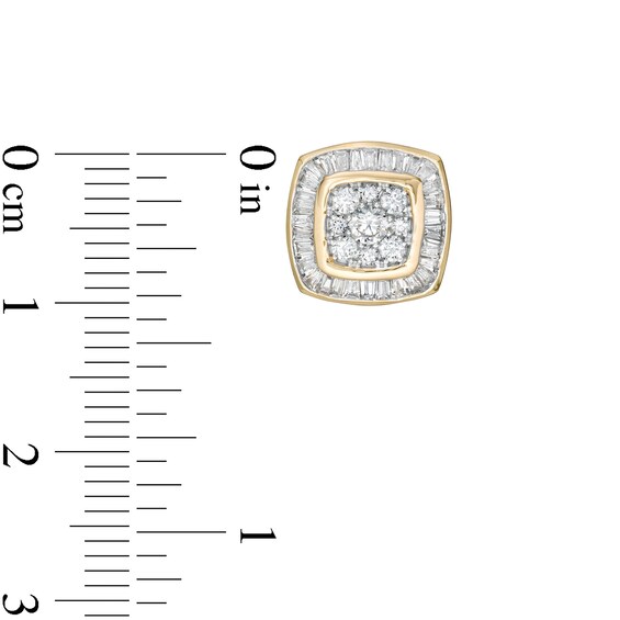 1 CT. T.w. Cushion Composite Diamond Frame Stud Earrings in 10K Gold