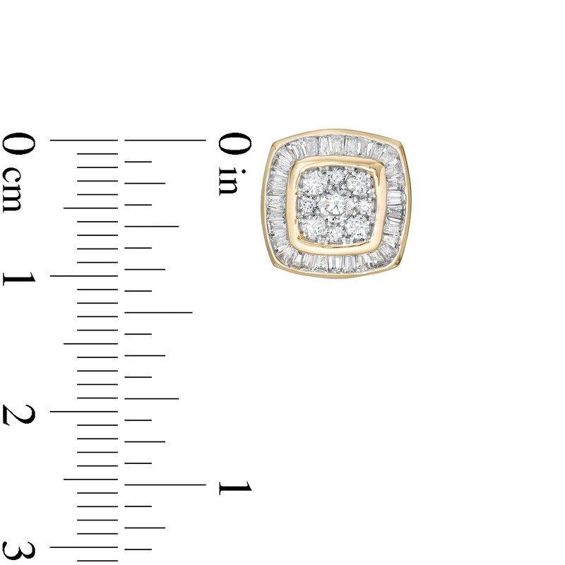 Main Image 3 of 1 CT. T.W. Cushion Composite Diamond Frame Stud Earrings in 10K Gold