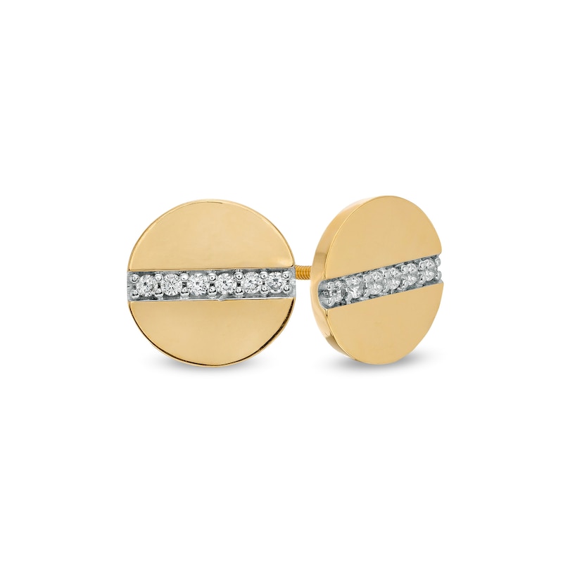 Main Image 1 of 1/6 CT. T.W. Diamond Slotted Screw Stud Earrings in 10K Gold