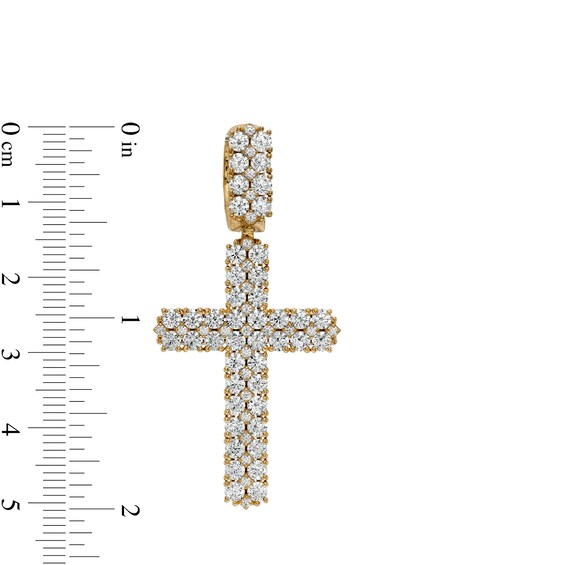 3-1/2 CT. T.w. Diamond Double Row Cross Necklace Charm in 10K Gold