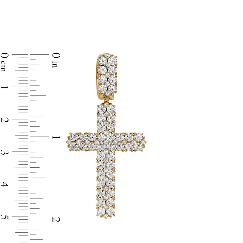 Main Image 2 of 3-1/2 CT. T.W. Diamond Double Row Cross Necklace Charm in 10K Gold