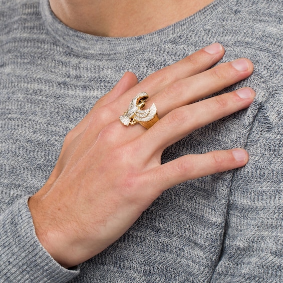 1/2 CT. T.w. Diamond Flying Eagle Ribbed Shank Ring in 10K Gold