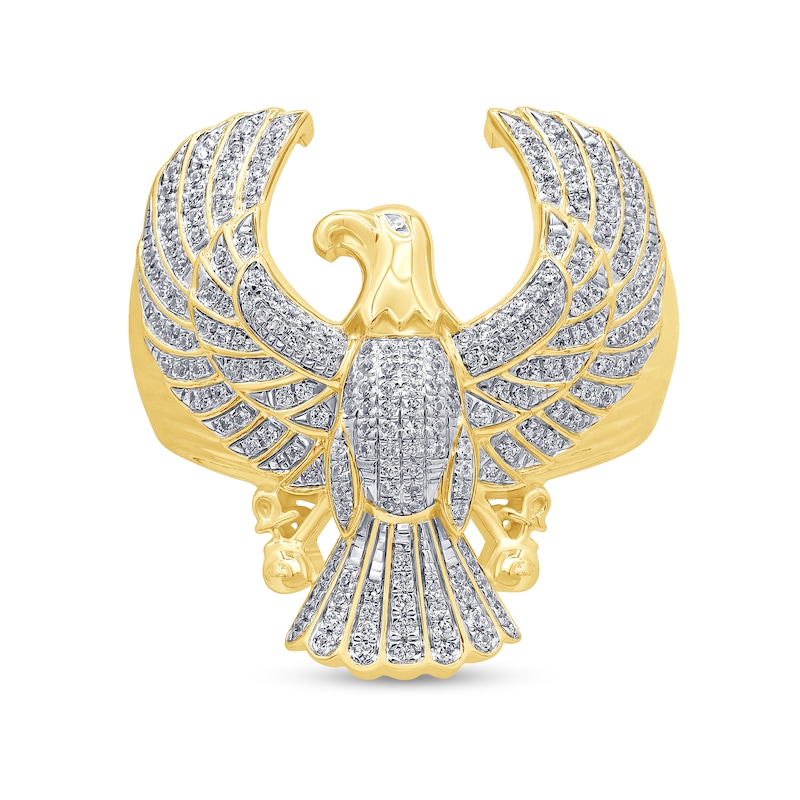 Main Image 3 of 1/2 CT. T.W. Diamond Flying Eagle Ribbed Shank Ring in 10K Gold