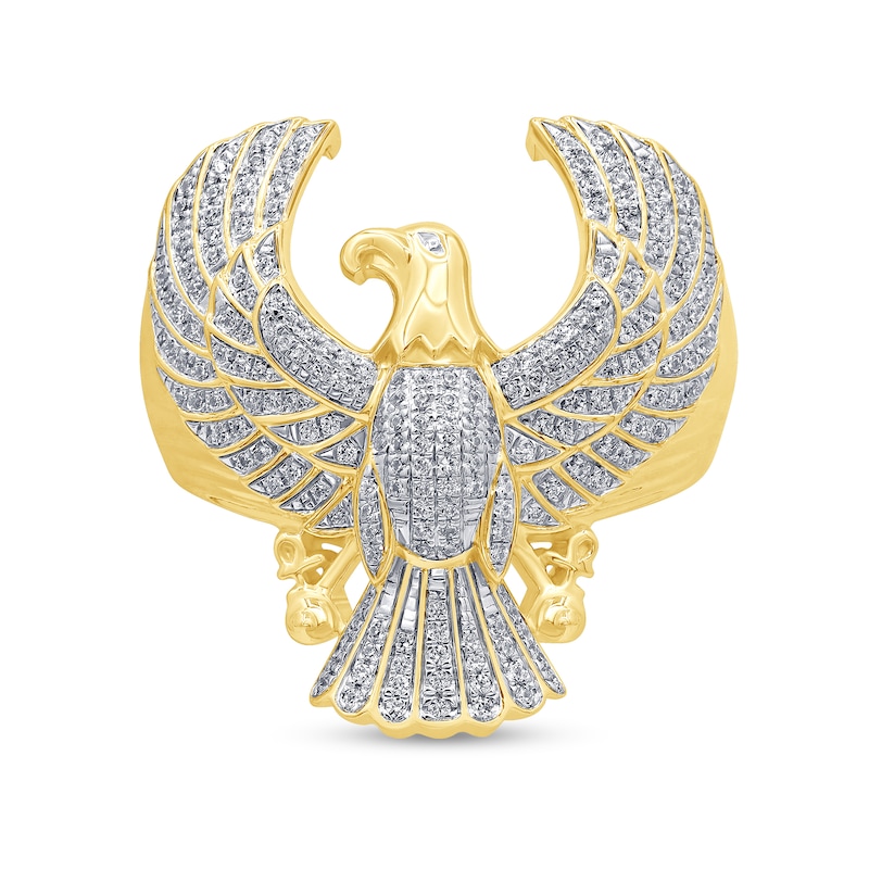 Men's 1/2 CT. T.W. Diamond Flying Eagle Ribbed Shank Ring in 10K Gold