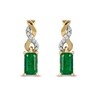 Thumbnail Image 2 of Emerald-Cut Emerald and Diamond Accent Twist Drop Earrings in 14K Gold