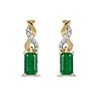 Thumbnail Image 1 of Emerald-Cut Emerald and Diamond Accent Twist Drop Earrings in 14K Gold