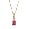 Thumbnail Image 1 of Emerald-Cut Ruby and Diamond Accent Twist Drop Pendant in 14K Gold