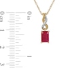 Thumbnail Image 5 of Emerald-Cut Ruby and Diamond Accent Twist Drop Pendant in 14K Gold