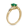 Thumbnail Image 3 of Emerald-Cut Emerald and 1/20 CT. T.W. Diamond Twist Shank Ring in 14K Gold