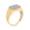 Thumbnail Image 2 of 1/2 CT. T.W. Diamond Cushion-Top Etched Chevron Concave Shank Ring in 10K Gold
