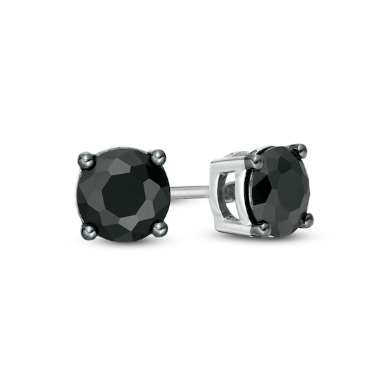 Men's 1-1/2 CT. T.w. Black Enhanced Diamond Solitaire Stud Earrings in 10K White Gold
