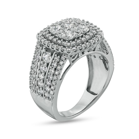 2 CT. T.w. Certified Composite Lab-Grown Diamond Double Cushion-Shaped Frame Ring in 14K White Gold (F/Si2)