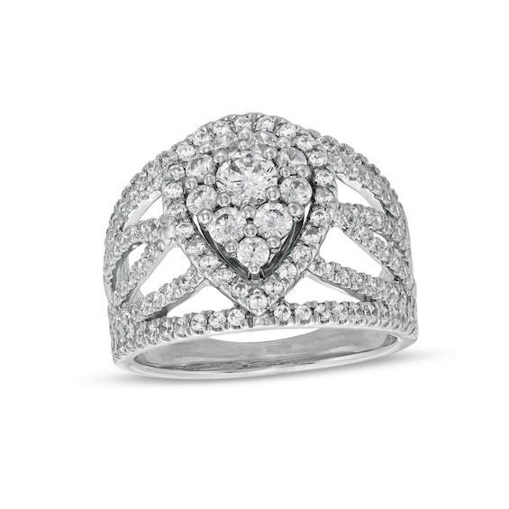 1-1/2 CT. T.w. Composite Lab-Grown Diamond Pear-Shaped Frame Ring in 14K White Gold (F/Si2)