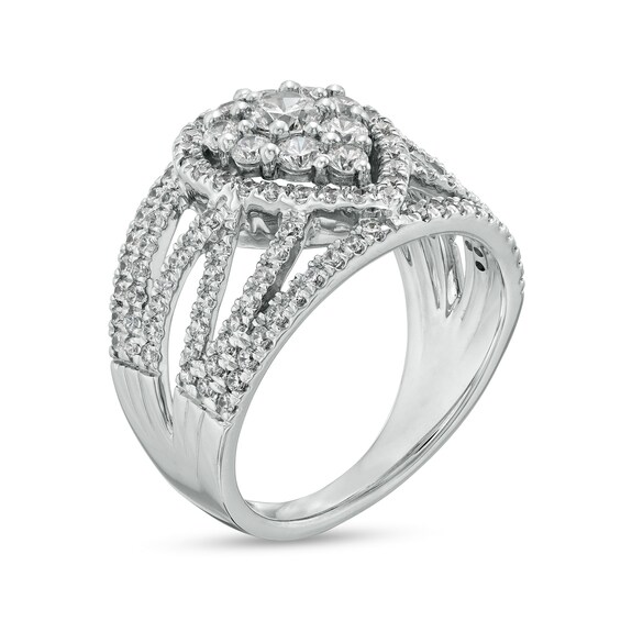 1-1/2 CT. T.w. Certified Composite Lab-Grown Diamond Pear-Shaped Frame Ring in 14K White Gold (F/Si2)