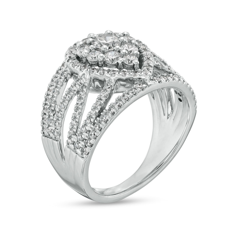 Main Image 3 of 1-1/2 CT. T.W.  Composite Lab-Grown Diamond Pear-Shaped Frame Ring in 14K White Gold (F/SI2)