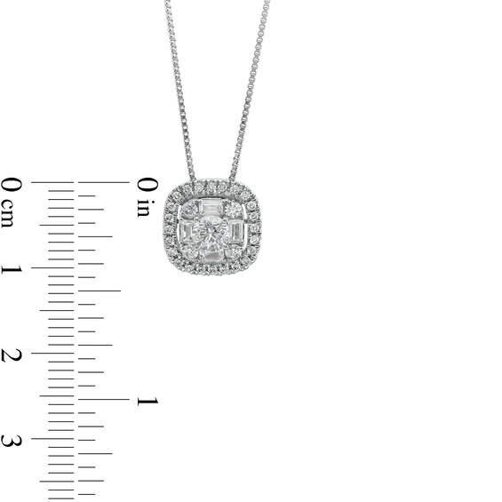3/4 CT. T.w. Certified Cushion Lab-Grown Multi-Diamond Frame Pendant in 14K White Gold (F/Si2)