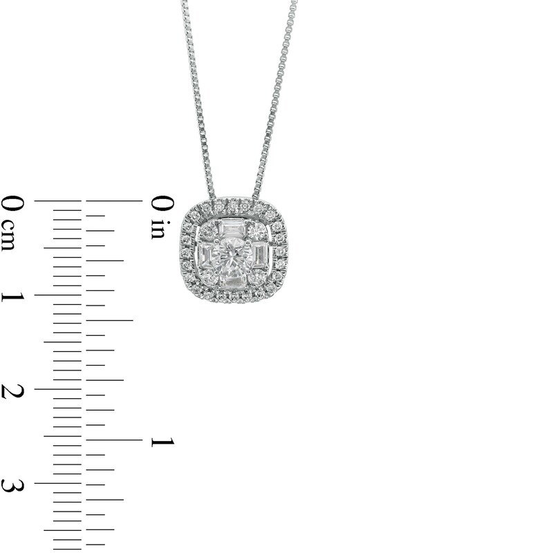 Main Image 4 of 3/4 CT. T.W. Certified Cushion Lab-Grown Multi-Diamond Frame Pendant in 14K White Gold (F/SI2)