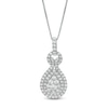 Thumbnail Image 1 of 1 CT. T.W. Composite Certified Lab-Grown Diamond Double Pear-Shaped Frame Pendant in 14K White Gold (F/SI2)