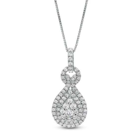 1 CT. T.w. Composite Certified Lab-Grown Diamond Double Pear-Shaped Frame Pendant in 14K White Gold (F/Si2)