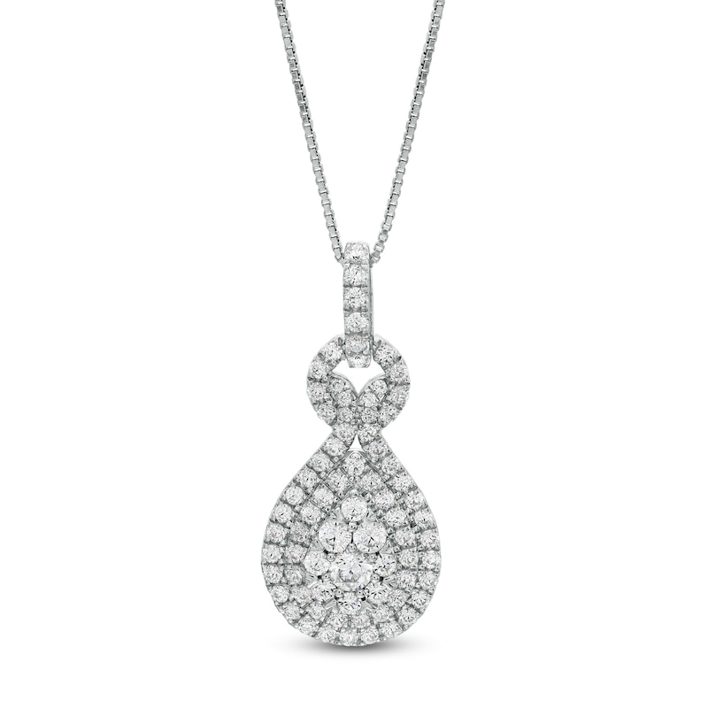 Main Image 1 of 1 CT. T.W. Composite Certified Lab-Grown Diamond Double Pear-Shaped Frame Pendant in 14K White Gold (F/SI2)