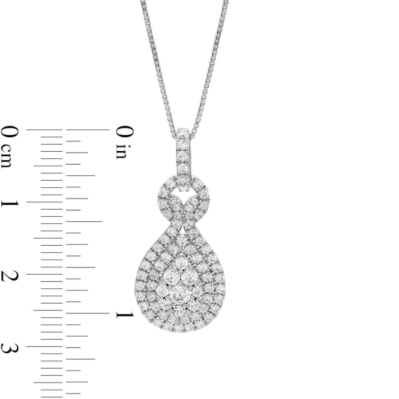 1 CT. T.w. Composite Certified Lab-Grown Diamond Double Pear-Shaped Frame Pendant in 14K White Gold (F/Si2)