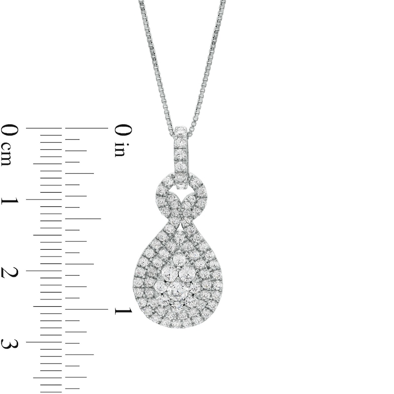 Main Image 2 of 1 CT. T.W. Composite Certified Lab-Grown Diamond Double Pear-Shaped Frame Pendant in 14K White Gold (F/SI2)